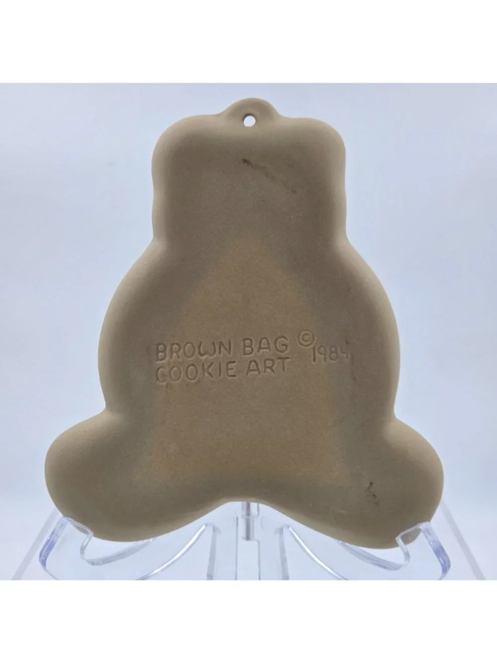 Brown Bag Cookie Art Teddy Bear Vest Single Cookie Mold Stoneware 1984